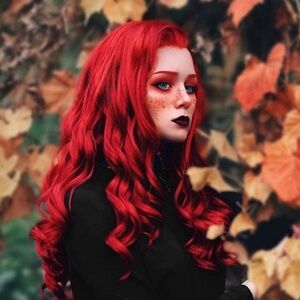 22” Red Long Body Wavy Lace Front Wig NEW